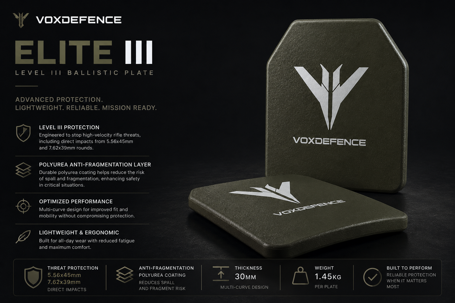 VOXDEFENCE ELITE III Ballistic Plate
