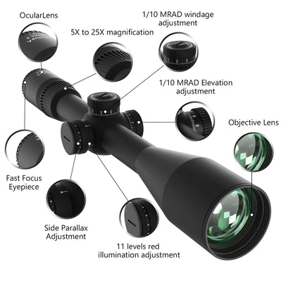 Aquilifer 5-25x56 FFP Rifle Scope – Long-Range Precision Optical System